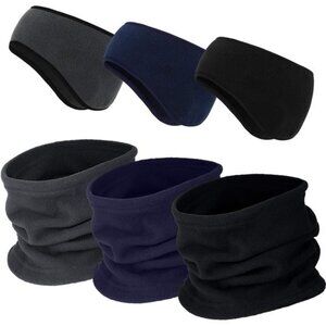 6 Pieces Fleece Ear Warmers Headband Winter Neck Gaiter